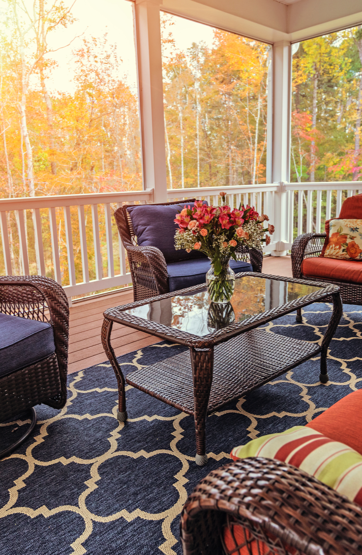 Adding a rug to your porch adds such a cozy feeling. There are tons of ways to improve and renovate your front porch, but I've gathered a few of my favorite DIY porch projects together.