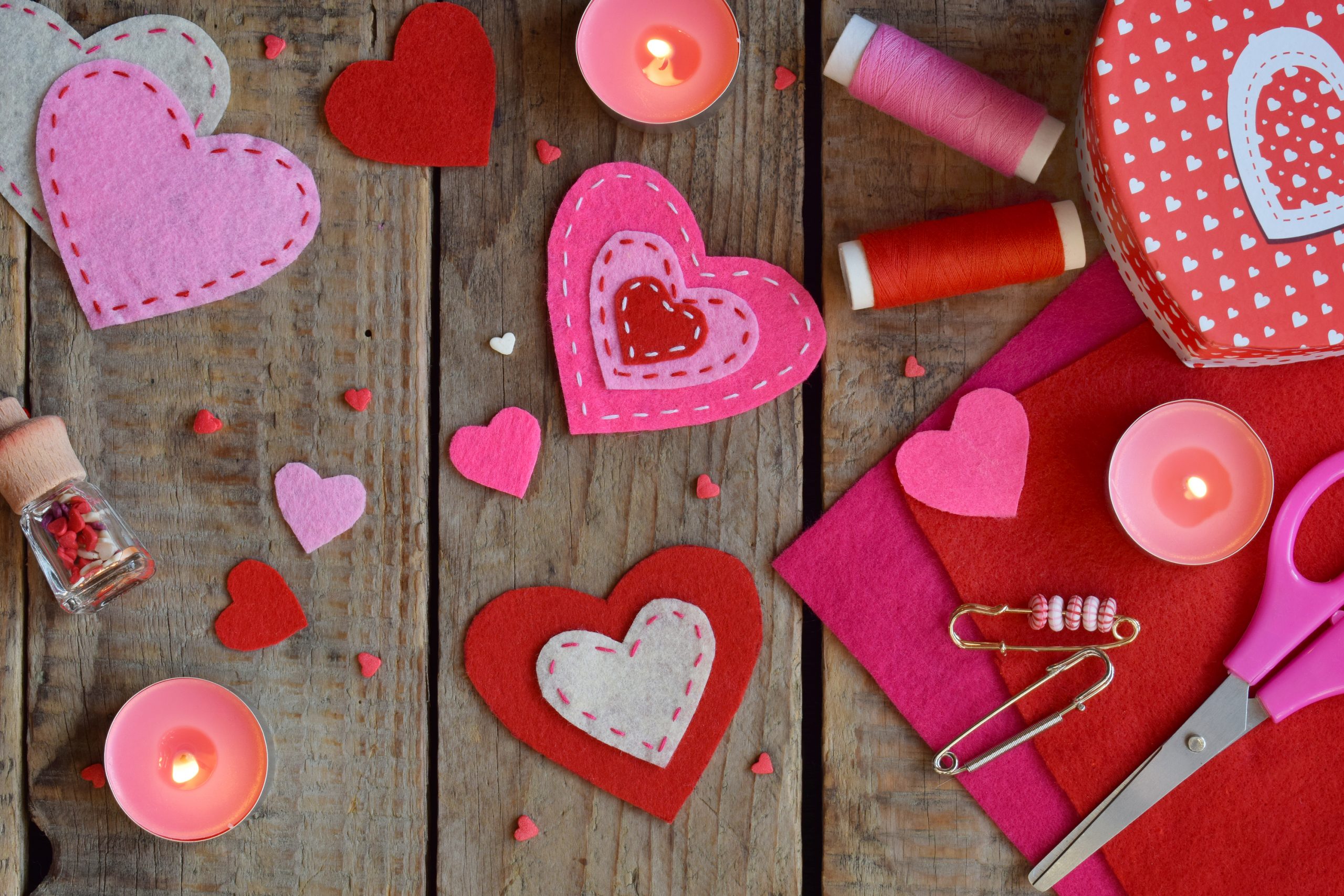 Hearts made cut out of felt. Super cute Dollar Store Valentines.