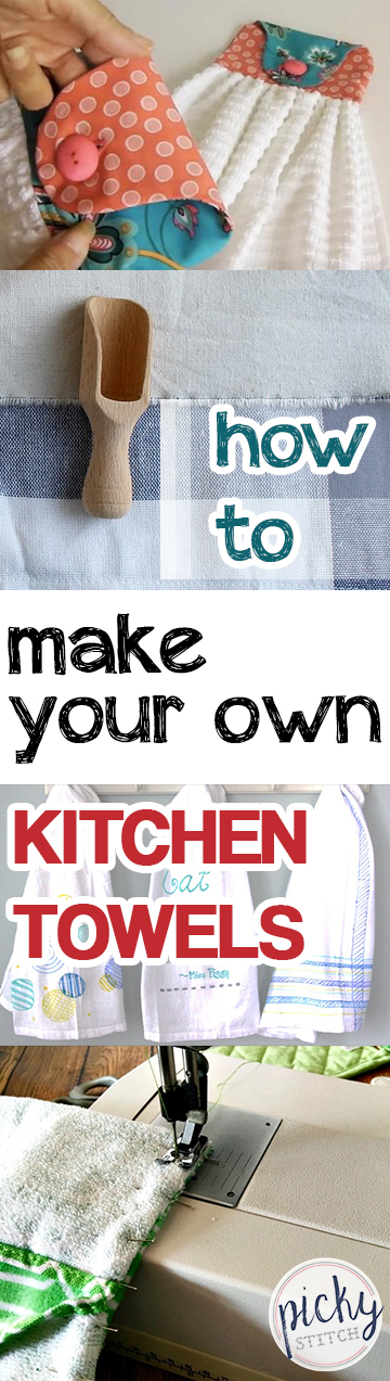 Kitchen Towels, How to Make Your Own Kitchen Towels, Easy Sewing Projects, No Sew Craft Projects, Homemade Kitchen Towels, Easy Kitchen Towels, Projects, Sewing Projects, Popular Pin 