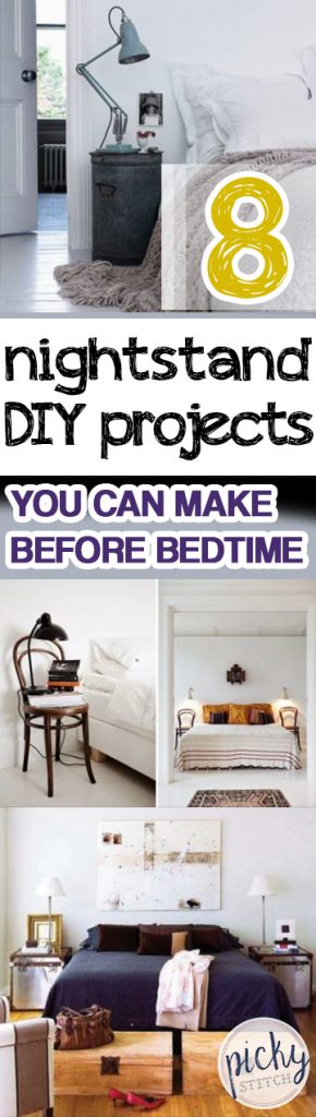 8 Nightstand DIY Projects You Can Make Before Bedtime | Nightstand Projects, DIY Projects, Bedroom DIYs, Bedroom Furniture Projects, Easy Ways to Update Your Bedroom, Fast Bedroom Updates, Tips and Tricks, DIY Nightstands, Fast DIY Nightstand Projects, Popular Pin