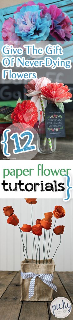 Give The Gift Of Never-Dying Flowers {12 Paper Flower Tutorials} - Paper Flower Crafts, How to Make Paper Flowers, DIY Crafts, Craft Ideas, Easy to Make Crafts, Quick Craft Projects, Fun Gift Ideas