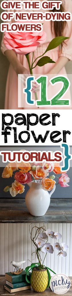 Give The Gift Of Never-Dying Flowers {12 Paper Flower Tutorials} - Paper Flower Crafts, How to Make Paper Flowers, DIY Crafts, Craft Ideas, Easy to Make Crafts, Quick Craft Projects, Fun Gift Ideas