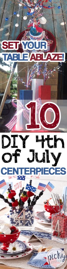 Set Your Table Ablaze! 10 DIY 4th of July Centerpieces| Fourth of July Party Centerpieces, Centerpieces for the 4th, Holiday Centerpieces, DIY Holiday Centerpieces, Holiday Tablescape, Fourth of July Tablescape Ideas, Popular Pin