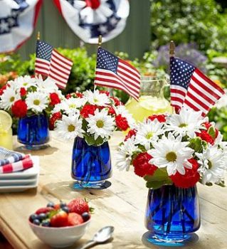 Set Your Table Ablaze! 10 DIY 4th of July Centerpieces| Fourth of July Party Centerpieces, Centerpieces for the 4th, Holiday Centerpieces, DIY Holiday Centerpieces, Holiday Tablescape, Fourth of July Tablescape Ideas, Popular Pin
