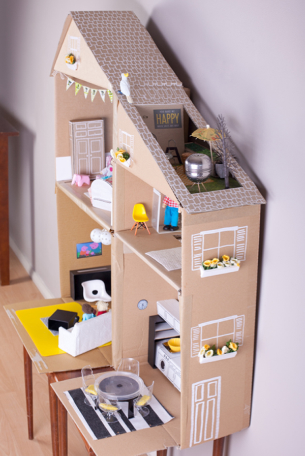 dollhouse from cardboard box