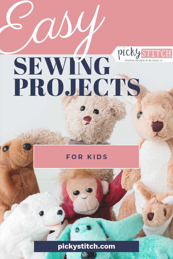 Gather your kiddos around, young and old, and have them get their hands busy with these super fun and easy sewing projects for kids of all ages. Parental supervision is recommended, of course, but you will be surprised at how simple these projects are. #sewing #kids #pickystitchblog