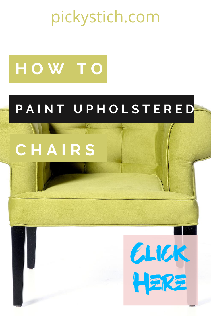 Maybe you inherited an old upholstered chair or just have one from back in the day. I know, I know, they are a little out of style with weird patterns. But, don't throw it out. A little paint can create a whole new look and one that you will love. Keep reading to learn how. #DIYprojects #paintingfurniture #paintupholstery #pickystitchblog